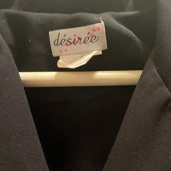 Vintage Desiree Womans Black Button Down Short Sleeve Collared V Neck Midi Dress - Picture 9 of 10